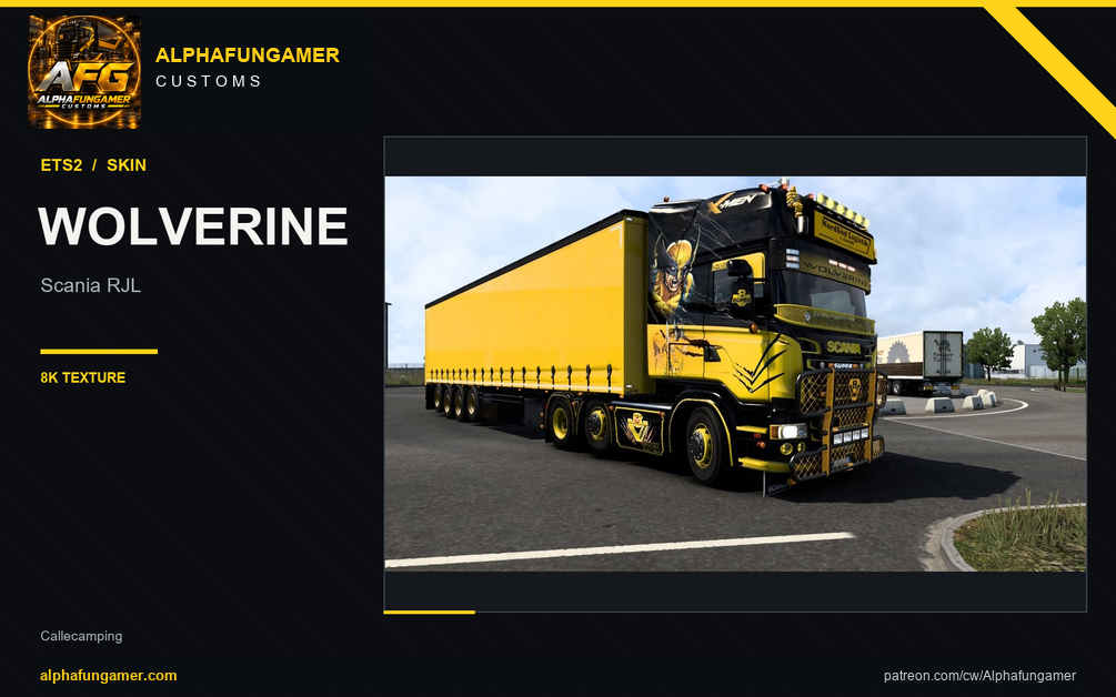 Wolverine Skin for Scania RJL in 8k – Alphafungamer Customs